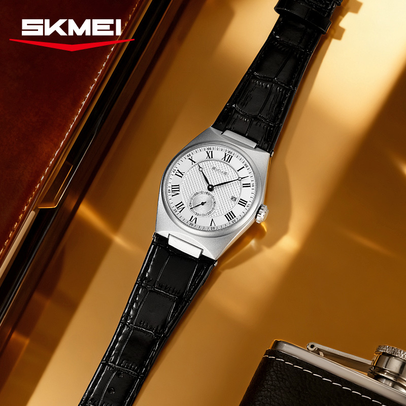 SKMEI 9390 Elegant Men's Quart - đánh giá và giá Leather Watch Band Men
