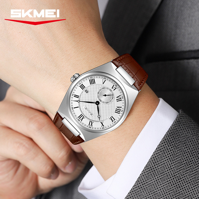 SKMEI 9390 Elegant Men's Quart - đánh giá và giá Leather Watch Band Men